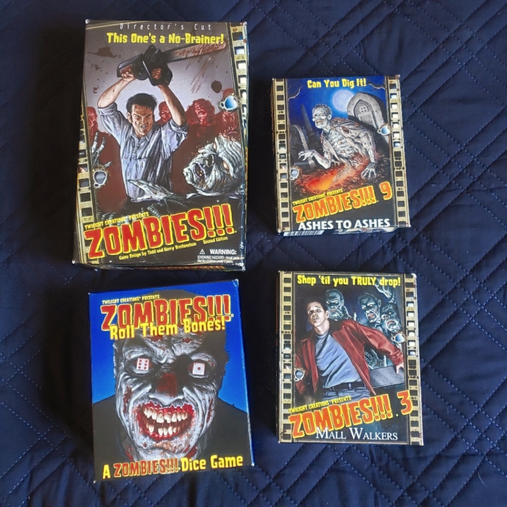 Twilight Creations Zombies base game dice game and 2 expansions (lot of 4)